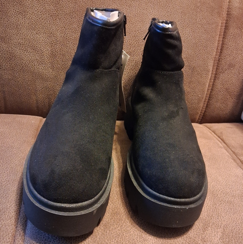 No Boundaries Cozy Boot Platform Ankle Boots Black Size 9 - Picture 2 of 8